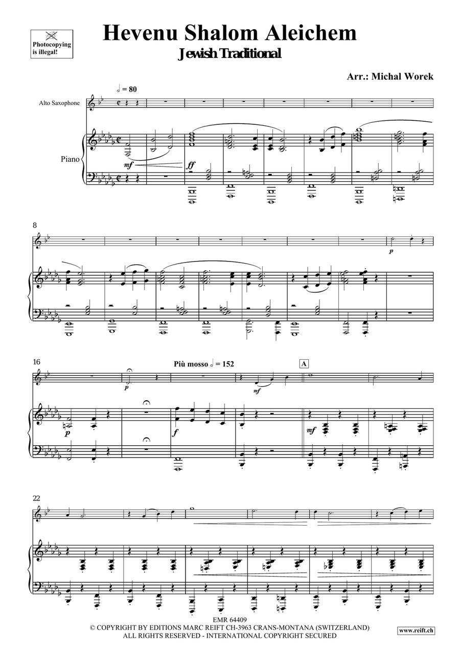 Hevenu Shalom Aleichem Hevenu Shalom Aleichem Alto Saxophone scores gallery preview page 4