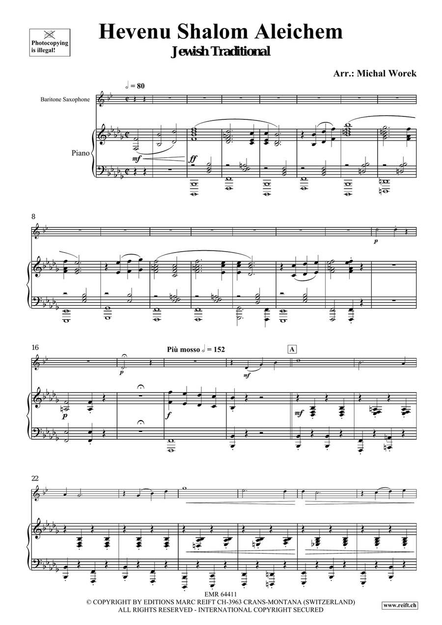 Hevenu Shalom Aleichem Hevenu Shalom Aleichem Baritone Saxophone scores gallery preview page 4