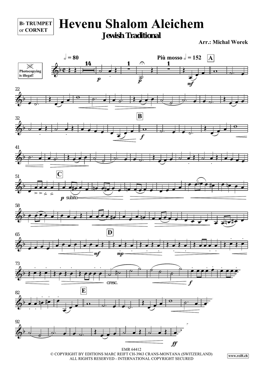 Hevenu Shalom Aleichem Hevenu Shalom Aleichem Cornet scores gallery preview page 3
