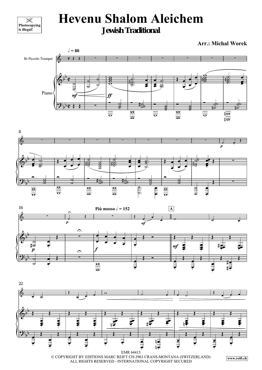 Hevenu Shalom Aleichem Hevenu Shalom Aleichem Piccolo Trumpet scores gallery preview page 4