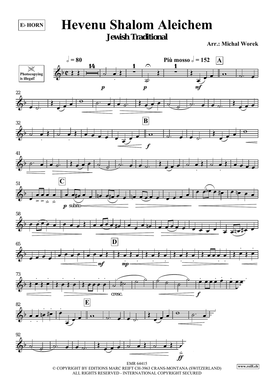 Hevenu Shalom Aleichem Hevenu Shalom Aleichem Horn scores gallery preview page 3