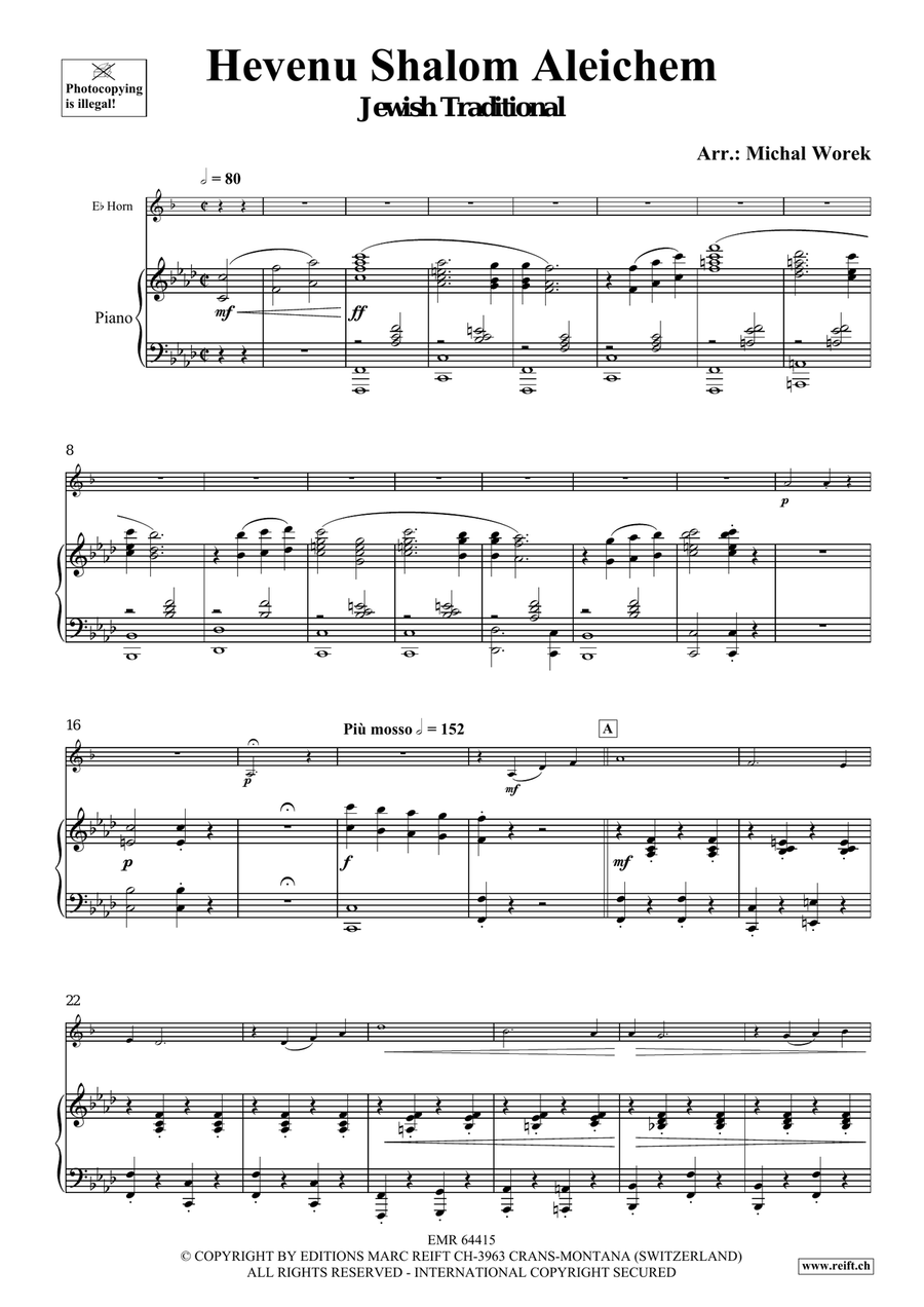 Hevenu Shalom Aleichem Hevenu Shalom Aleichem Horn scores gallery preview page 4