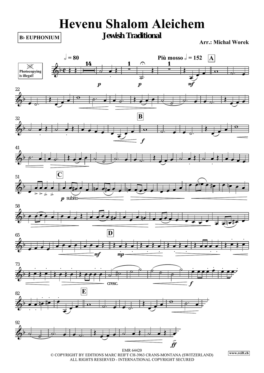 Hevenu Shalom Aleichem Hevenu Shalom Aleichem Euphonium scores gallery preview page 3