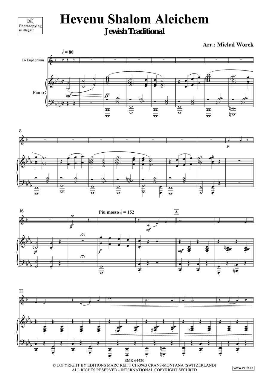 Hevenu Shalom Aleichem Hevenu Shalom Aleichem Euphonium scores gallery preview page 4