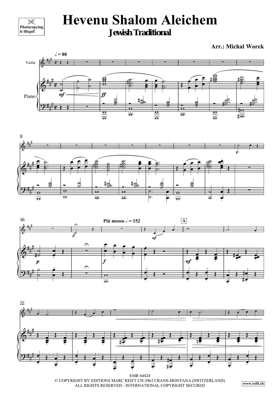 Hevenu Shalom Aleichem Hevenu Shalom Aleichem Violin Solo scores gallery preview page 4