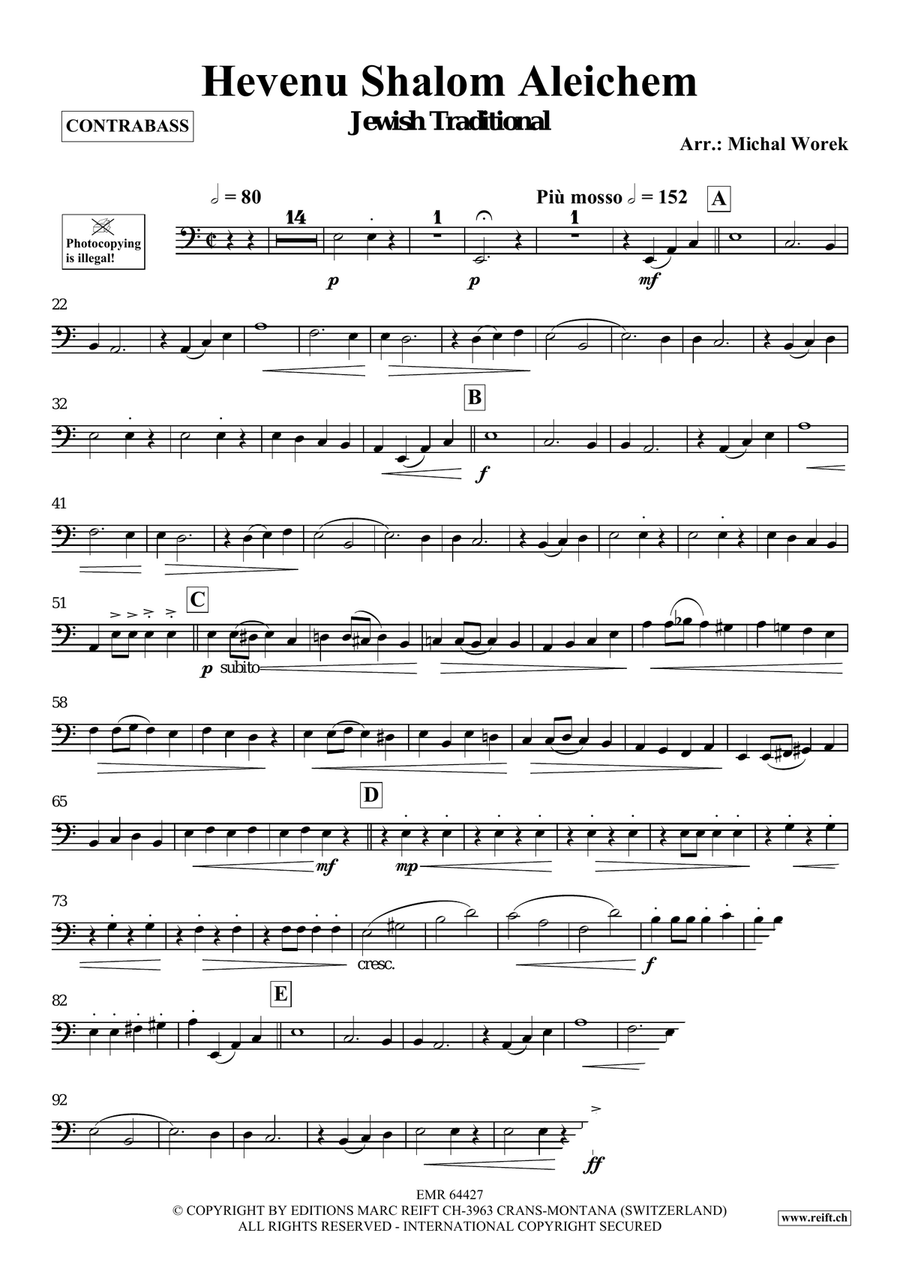 Hevenu Shalom Aleichem Hevenu Shalom Aleichem Double Bass scores gallery preview page 3