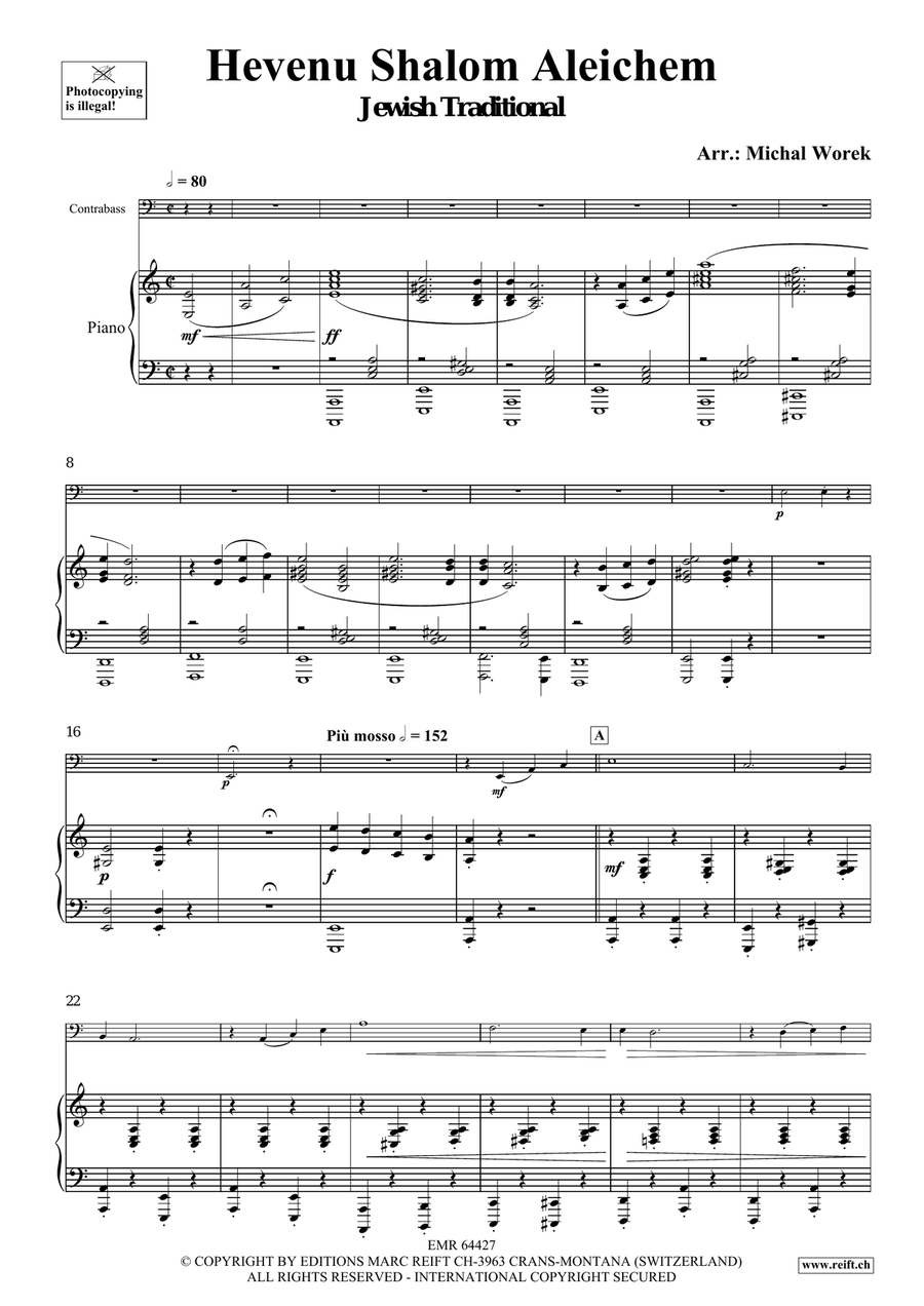 Hevenu Shalom Aleichem Hevenu Shalom Aleichem Double Bass scores gallery preview page 4