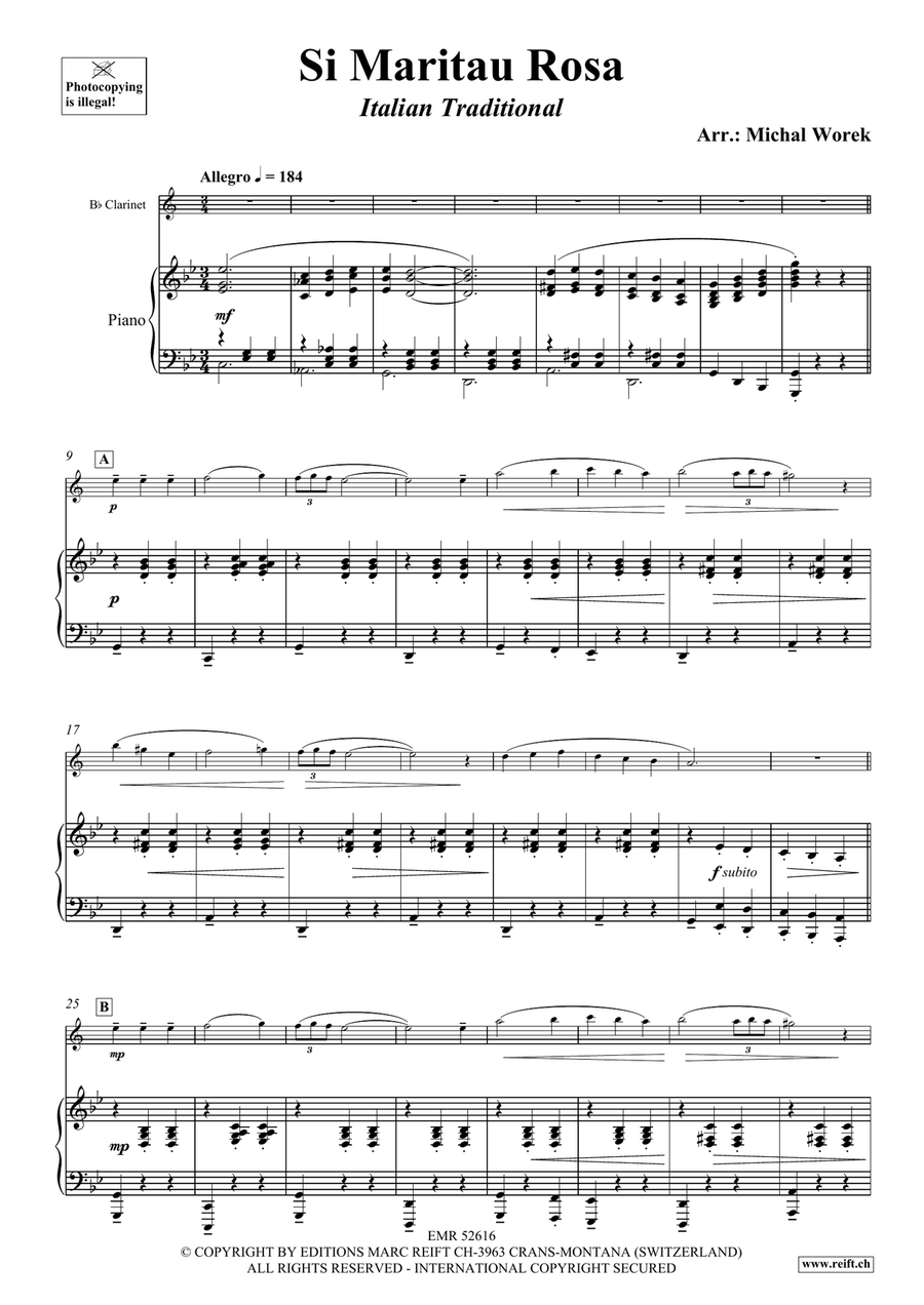 Si Maritau Rosa Si Maritau Rosa Clarinet Solo scores gallery preview page 4