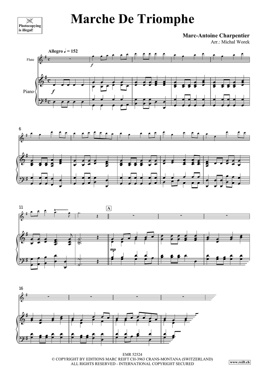Marche De Triomphe by Marc-Antoine Charpentier Flute Solo - Sheet Music page 3