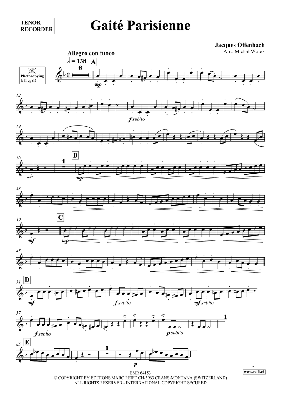 Gaité Parisienne Gaité Parisienne Tenor Recorder scores gallery preview page 3