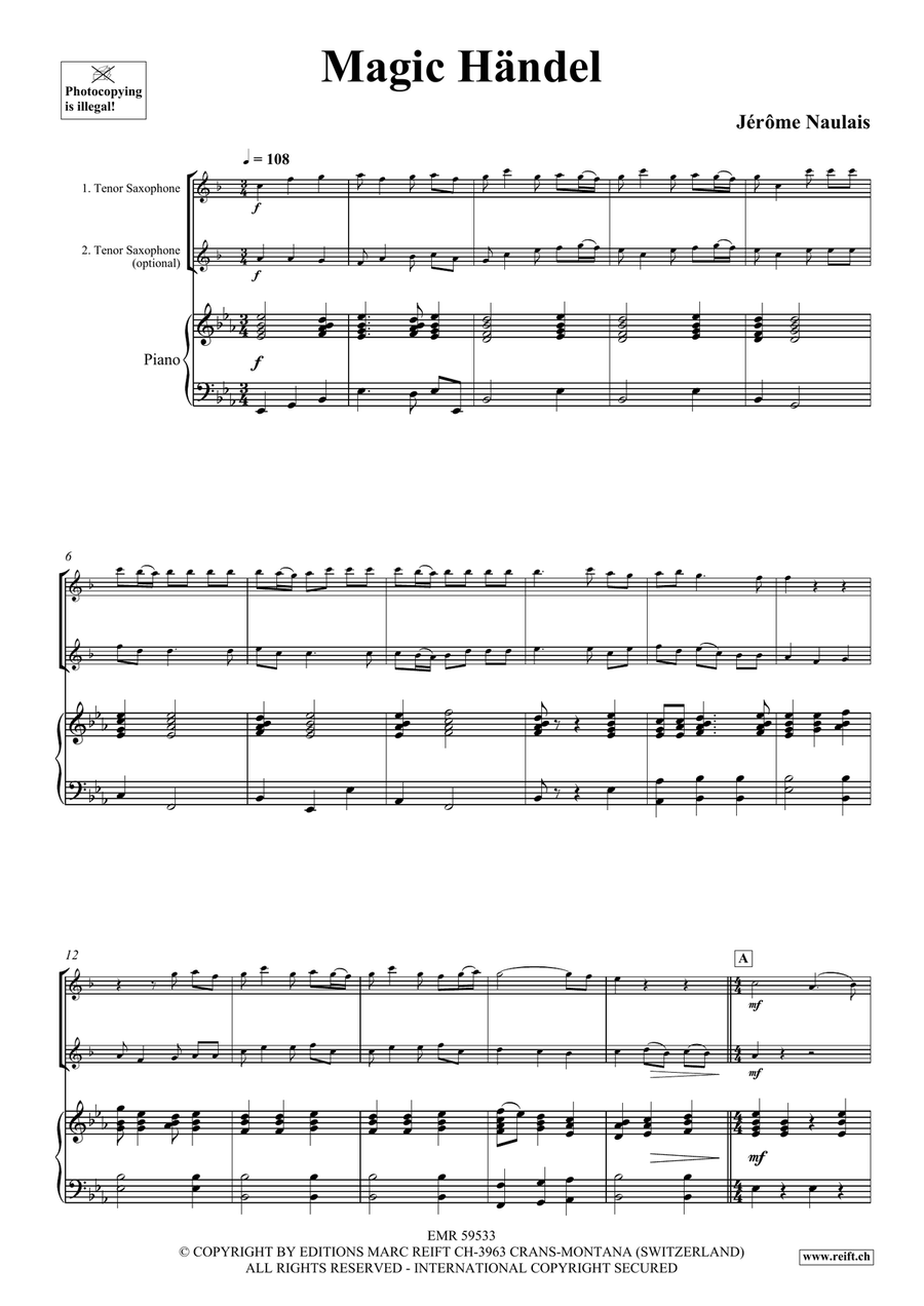Magic Händel Magic Händel Tenor Saxophone scores gallery preview page 4