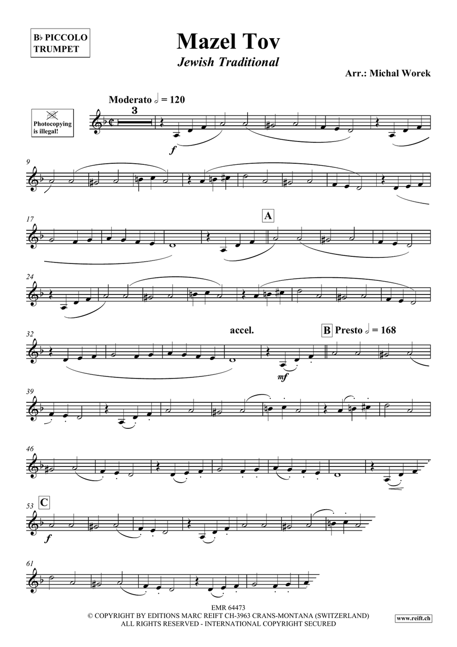 Mazel Tov Mazel Tov Piccolo Trumpet scores gallery preview page 3
