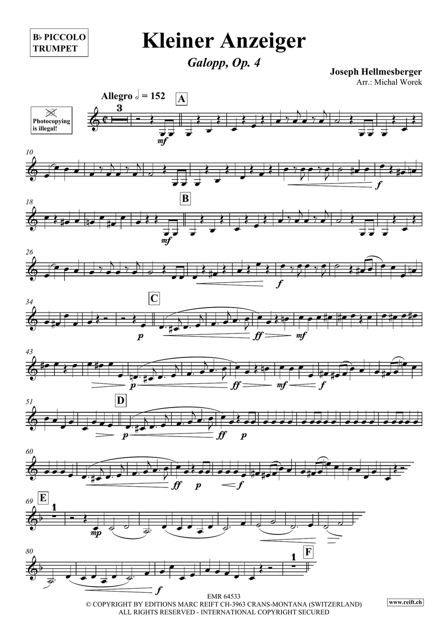 Kleiner Anzeiger Kleiner Anzeiger Piccolo Trumpet scores gallery preview page 3