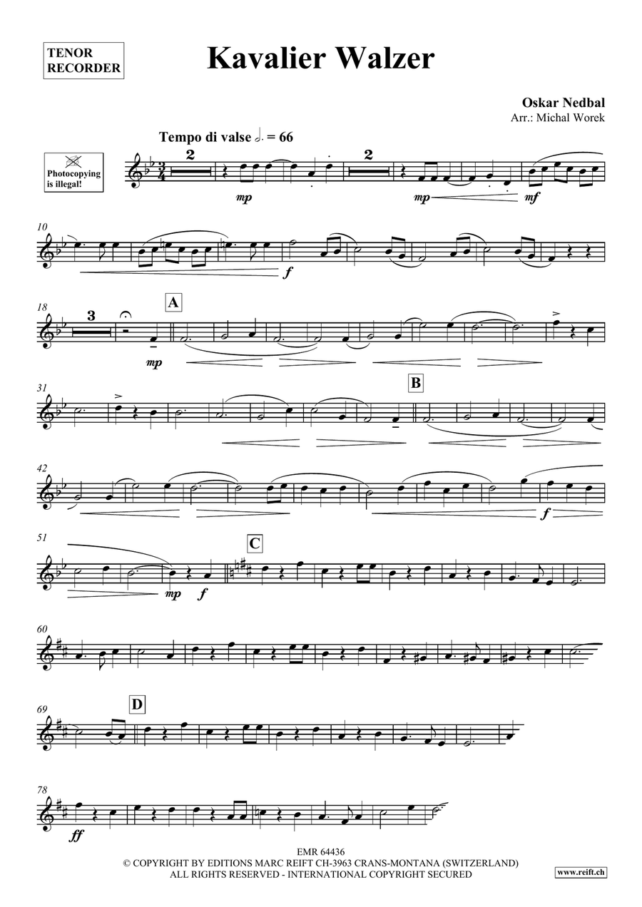 Kavalier Walzer Kavalier Walzer Tenor Recorder scores gallery preview page 3