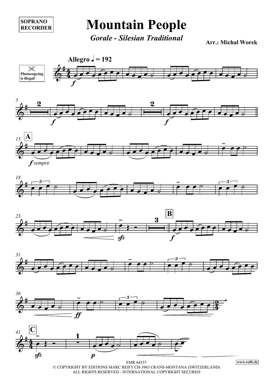 Mountain People Mountain People Soprano Recorder scores gallery preview page 3