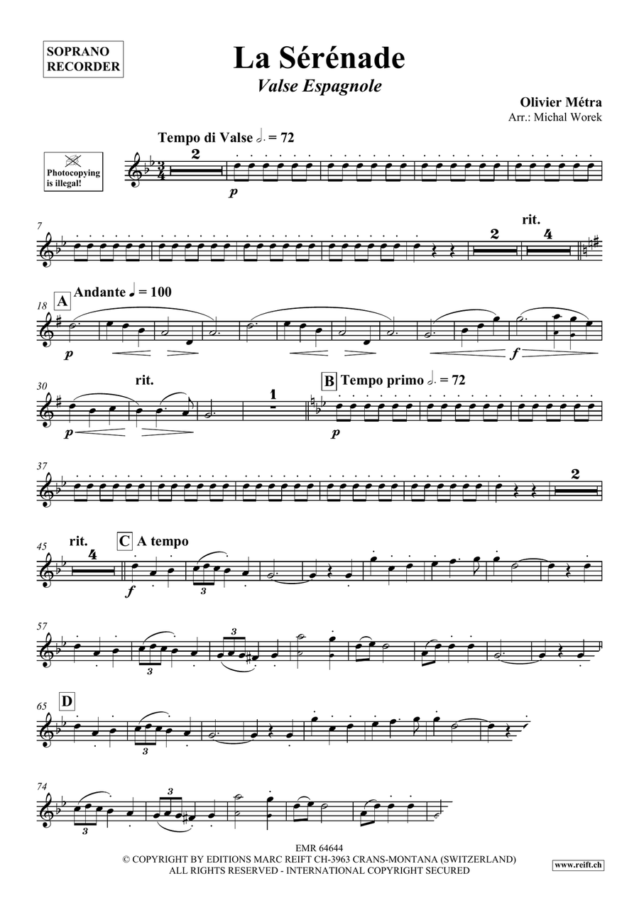 La Sérénade La Sérénade Soprano Recorder scores gallery preview page 3
