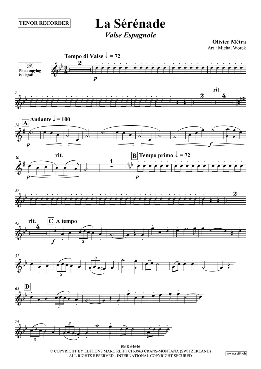 La Sérénade La Sérénade Tenor Recorder scores gallery preview page 3