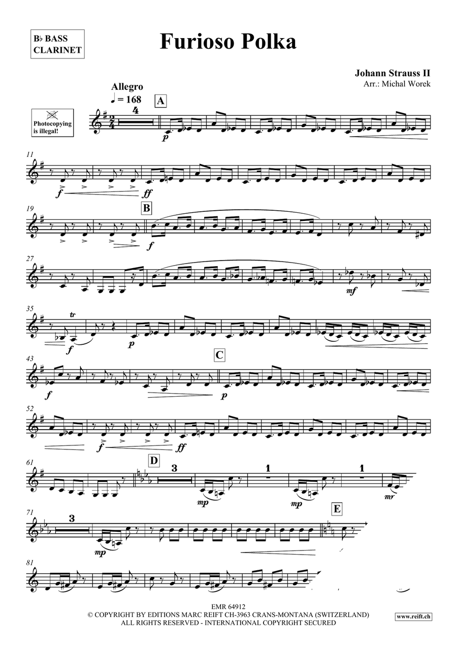 Furioso Polka Furioso Polka Bass Clarinet scores gallery preview page 3