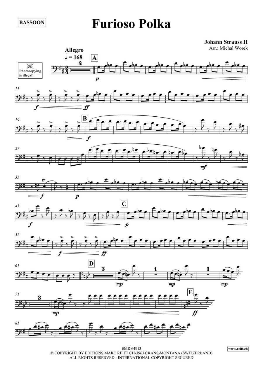 Furioso Polka by Johann Strauss Jr. Bassoon Solo - Sheet Music page 3