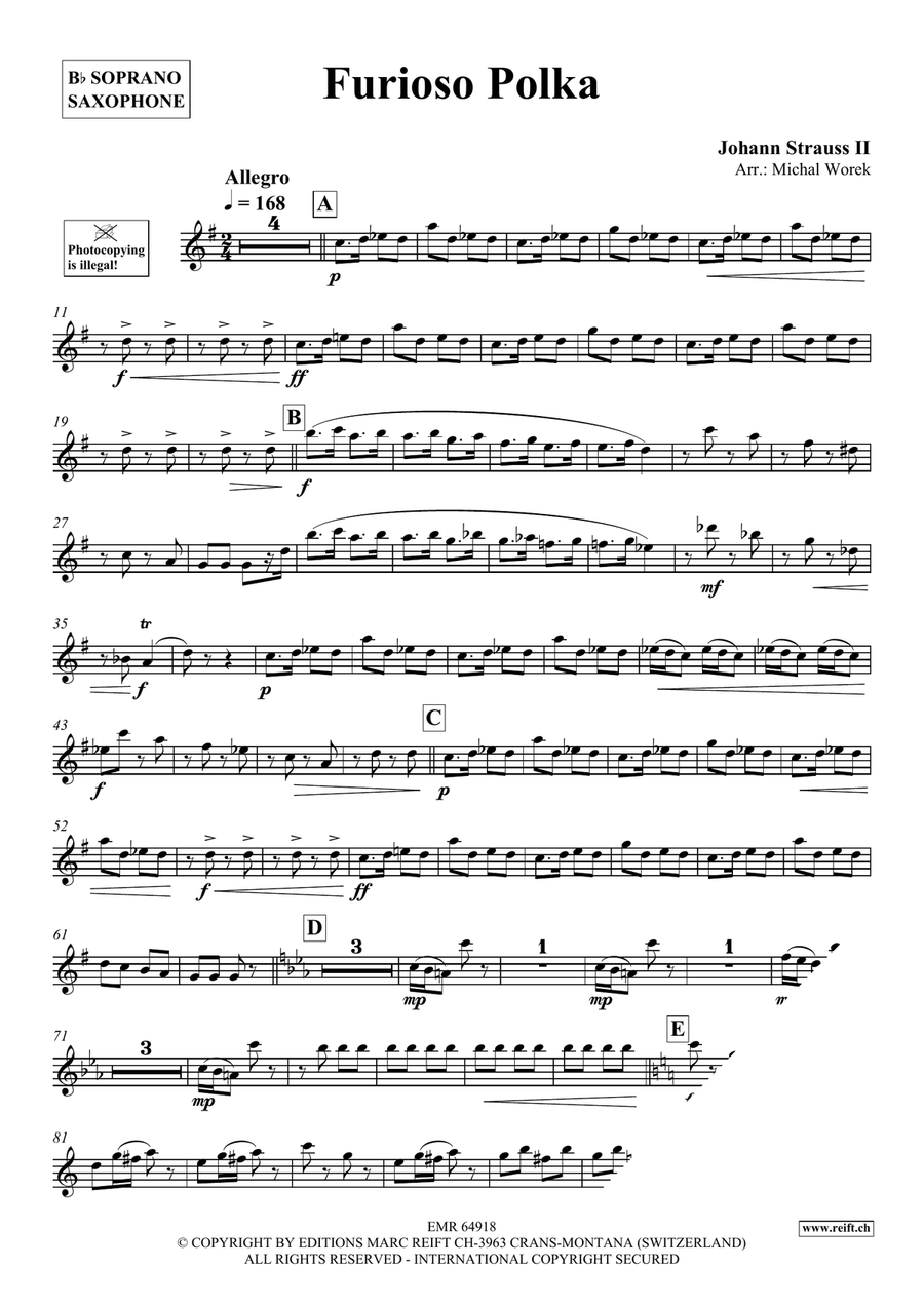 Furioso Polka Furioso Polka Soprano Saxophone scores gallery preview page 3