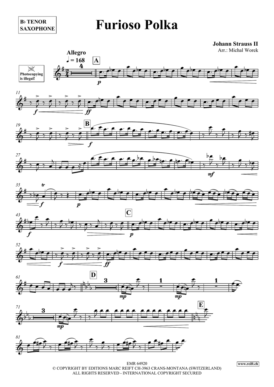 Furioso Polka Furioso Polka Tenor Saxophone scores gallery preview page 3