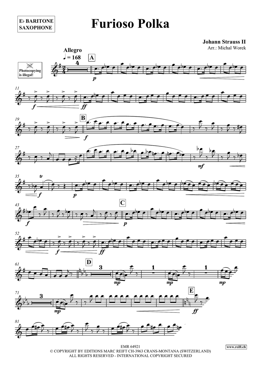 Furioso Polka Furioso Polka Baritone Saxophone scores gallery preview page 3