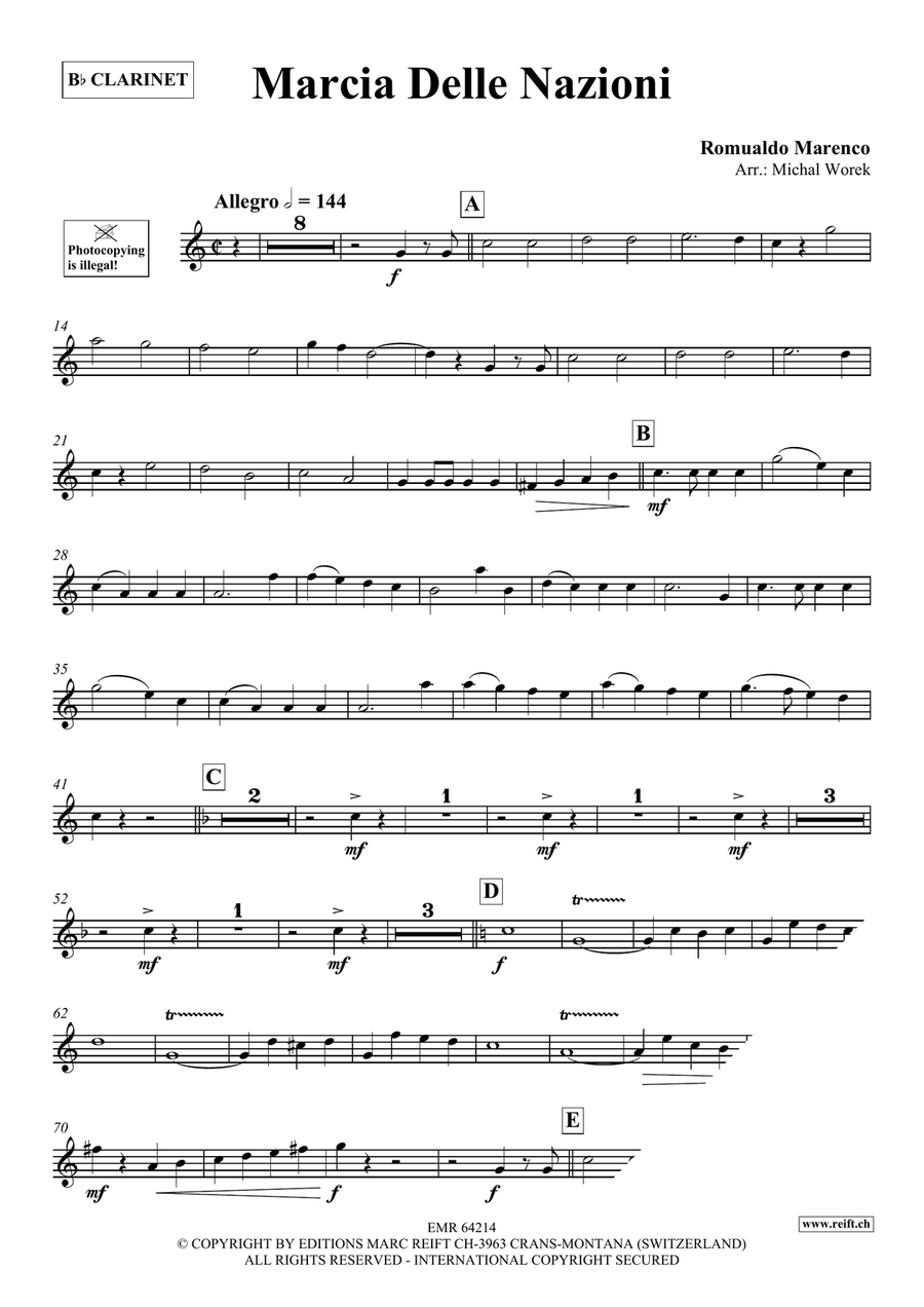 Marcia Delle Nazioni Marcia Delle Nazioni Clarinet Solo scores gallery preview page 3