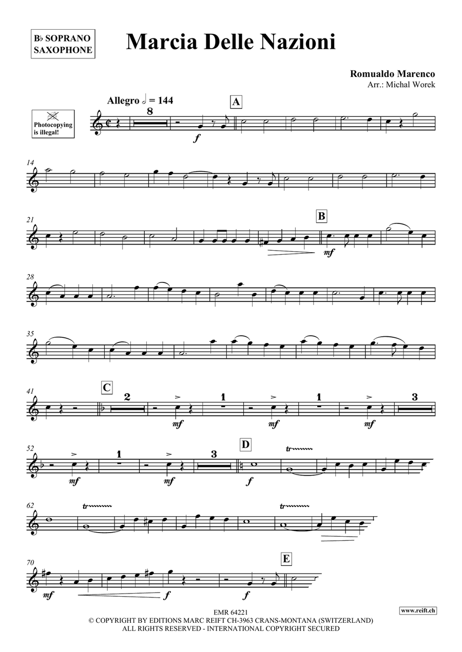 Marcia Delle Nazioni Marcia Delle Nazioni Soprano Saxophone scores gallery preview page 3