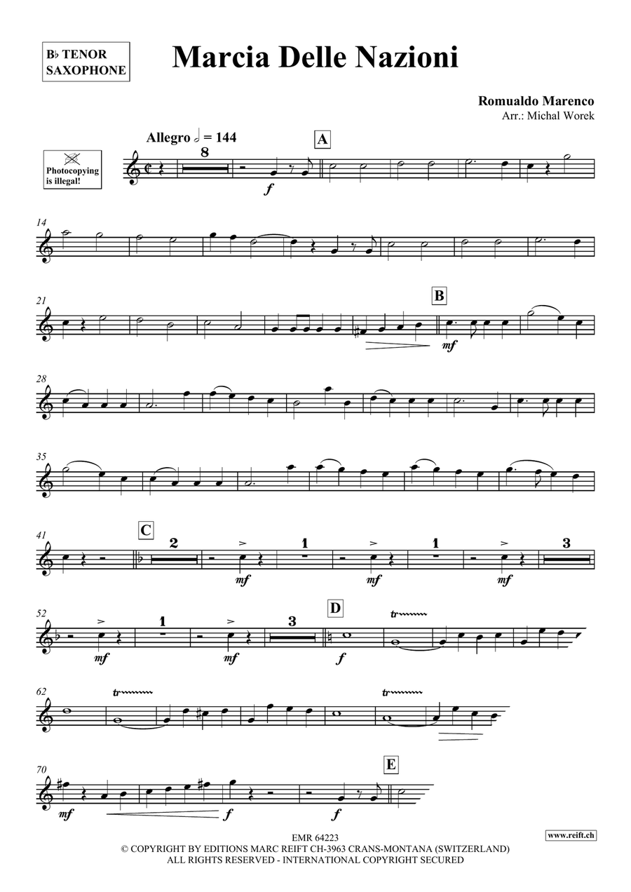 Marcia Delle Nazioni Tenor Saxophone scores gallery preview page 3