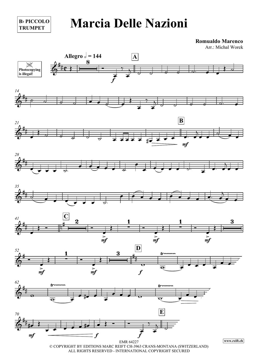 Marcia Delle Nazioni Marcia Delle Nazioni Piccolo Trumpet scores gallery preview page 3
