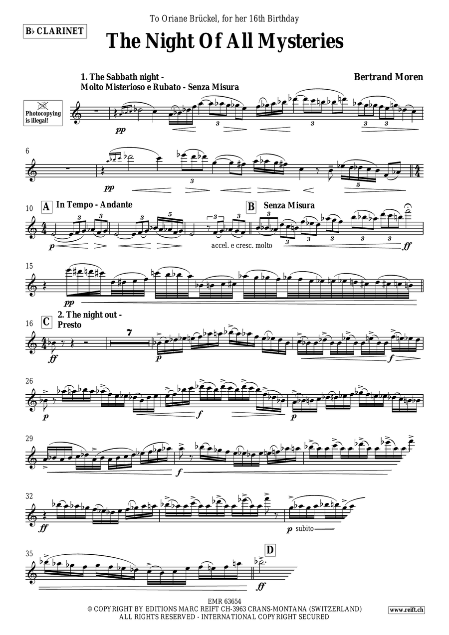The Night Of All Mysteries Clarinet Solo scores gallery preview page 4