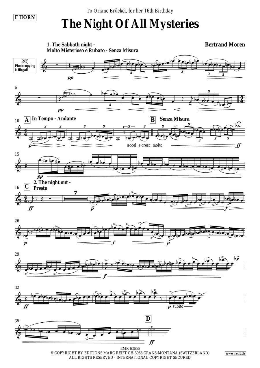 The Night Of All Mysteries Horn scores gallery preview page 4