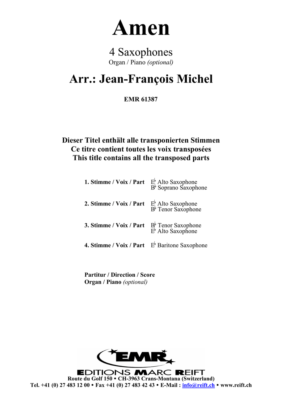 Amen Amen Saxophone Quartet scores gallery preview page 2