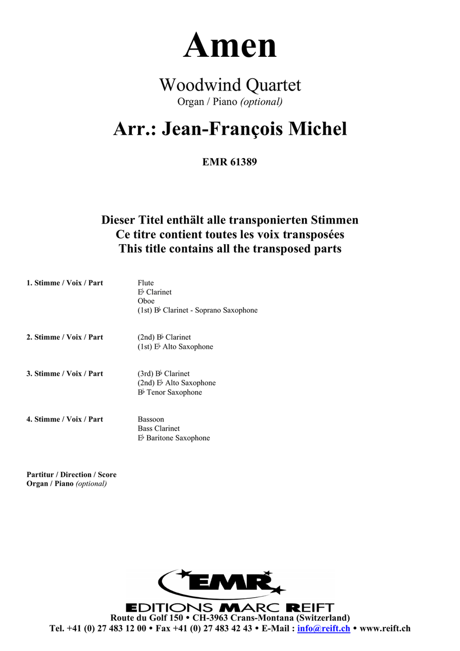 Amen Amen Woodwind Quartet scores gallery preview page 2