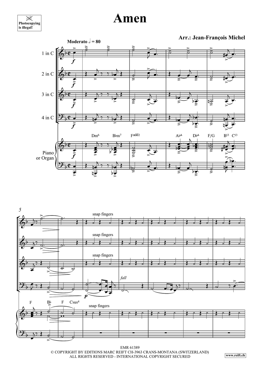 Amen Amen Woodwind Quartet scores gallery preview page 4