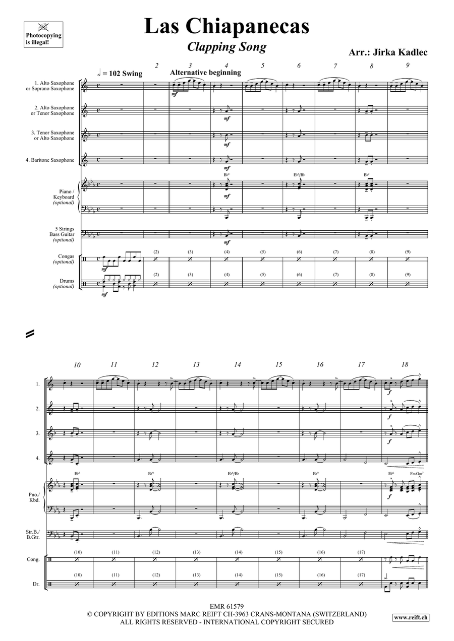 Las Chapanecas Las Chapanecas Saxophone Quartet scores gallery preview page 4