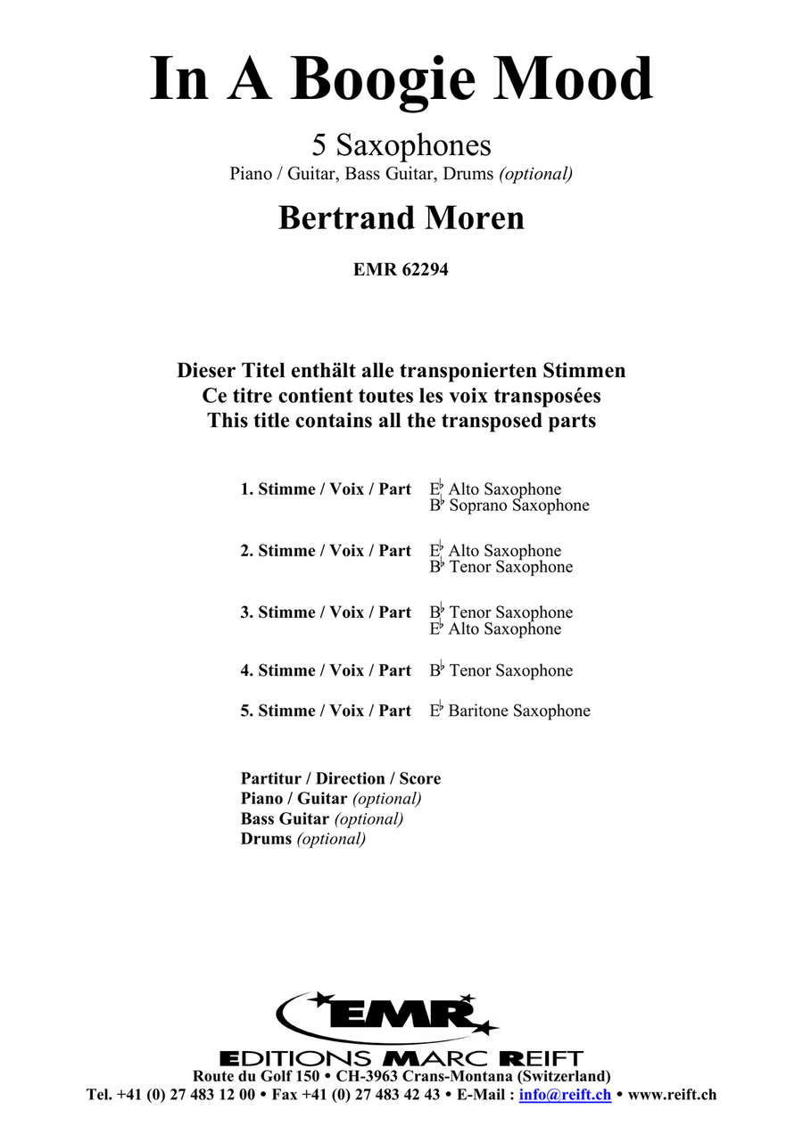 In A Boogie Mood In A Boogie Mood Saxophone Quintet scores gallery preview page 2