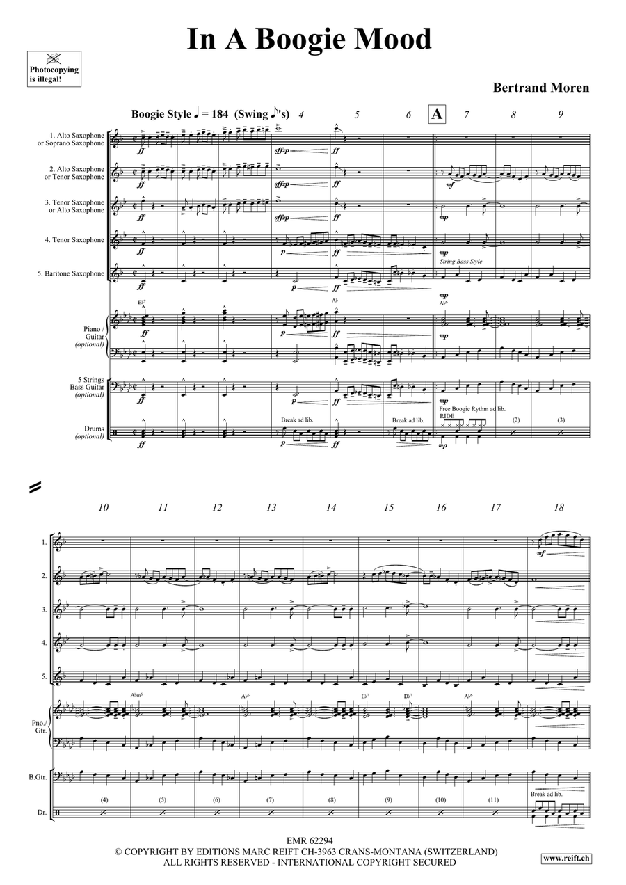 In A Boogie Mood In A Boogie Mood Saxophone Quintet scores gallery preview page 4