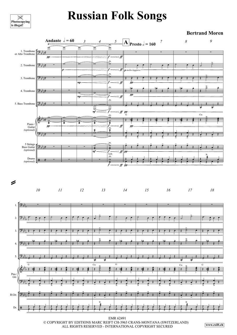 Russian Folk Songs Russian Folk Songs Trombone scores gallery preview page 4