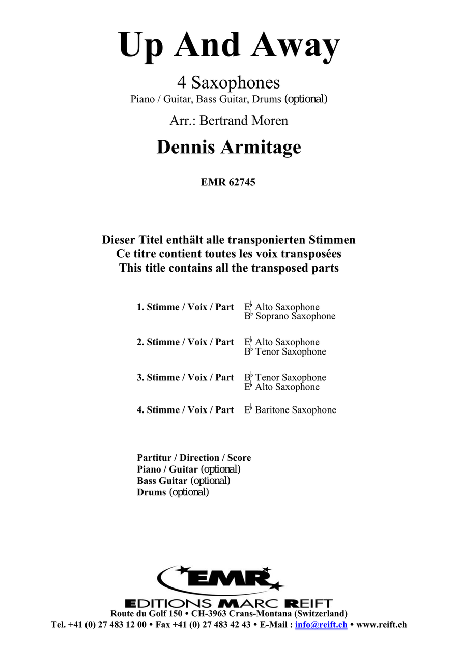 Up And Away Up And Away Saxophone Quartet scores gallery preview page 2
