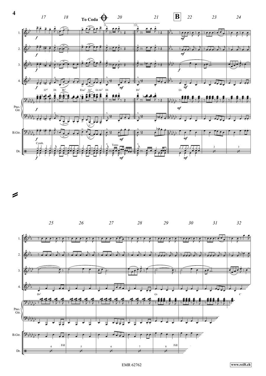 Everybody Clap Your Hands Saxophone Quartet scores gallery preview page 5