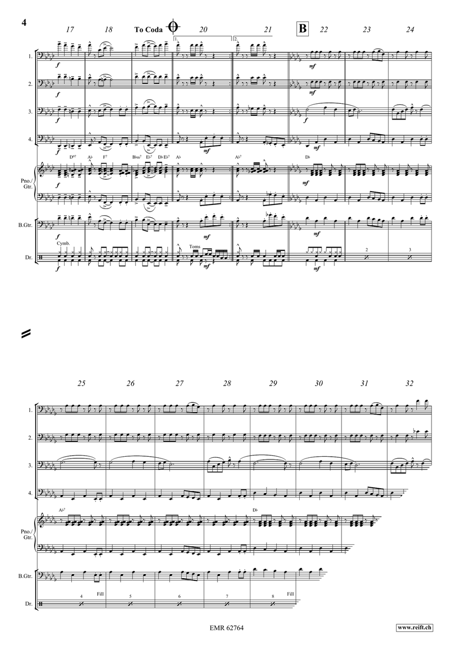 Everybody Clap Your Hands Trombone Quartet scores gallery preview page 5
