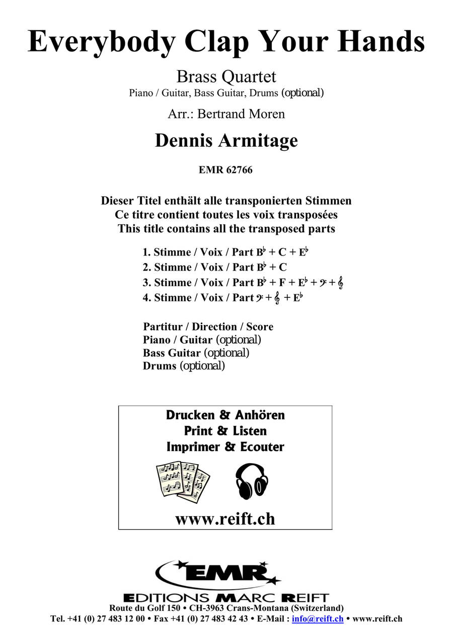 Everybody Clap Your Hands Brass Quartet scores gallery preview page 2