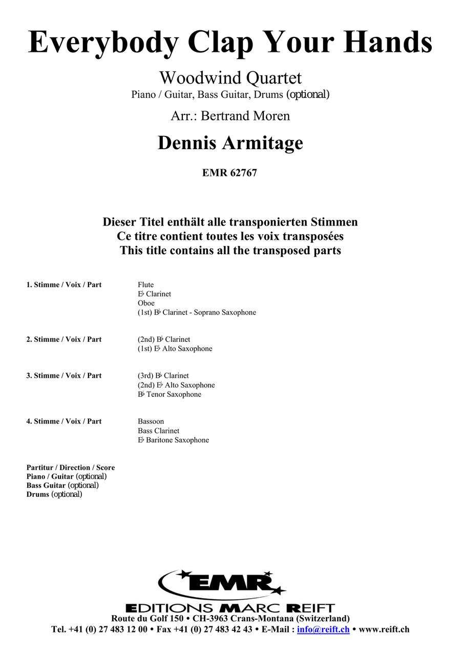 Everybody Clap Your Hands Woodwind Quartet scores gallery preview page 2