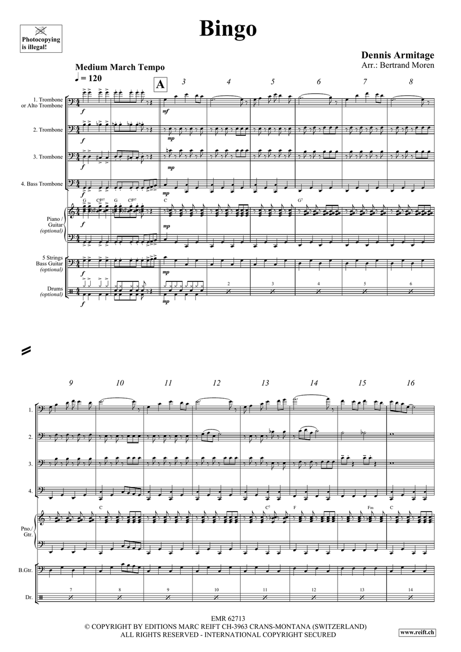 Bingo Bingo Trombone Quartet scores gallery preview page 4