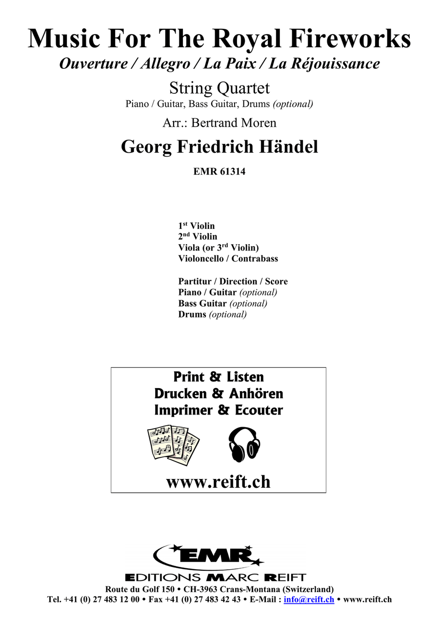 Music For The Royal Fireworks by George Frideric Handel String Quartet - Sheet Music page 2