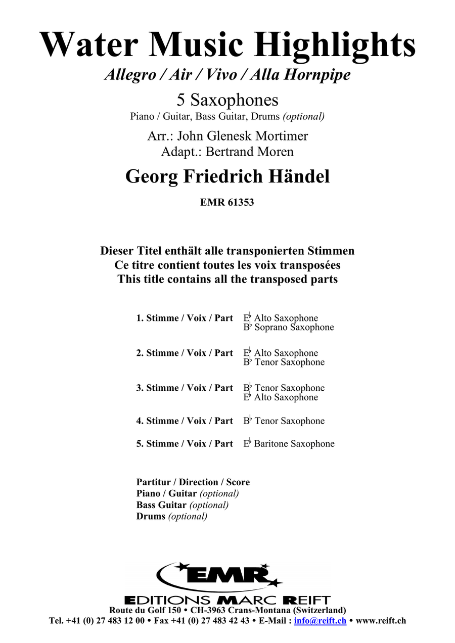 Water Music Highlights Water Music Highlights Saxophone Quintet scores gallery preview page 2