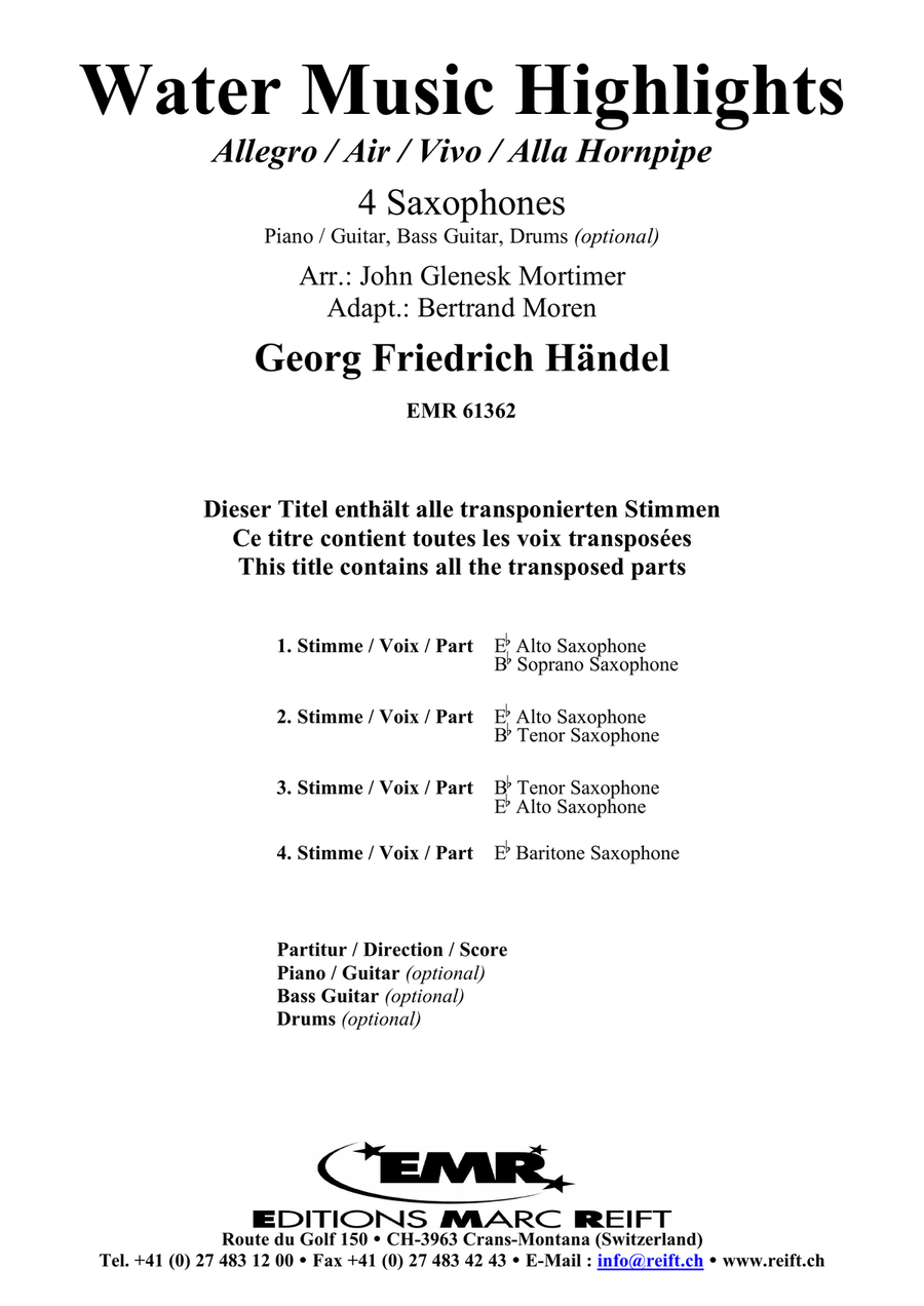 Water Music Highlights Water Music Highlights Saxophone Quartet scores gallery preview page 2