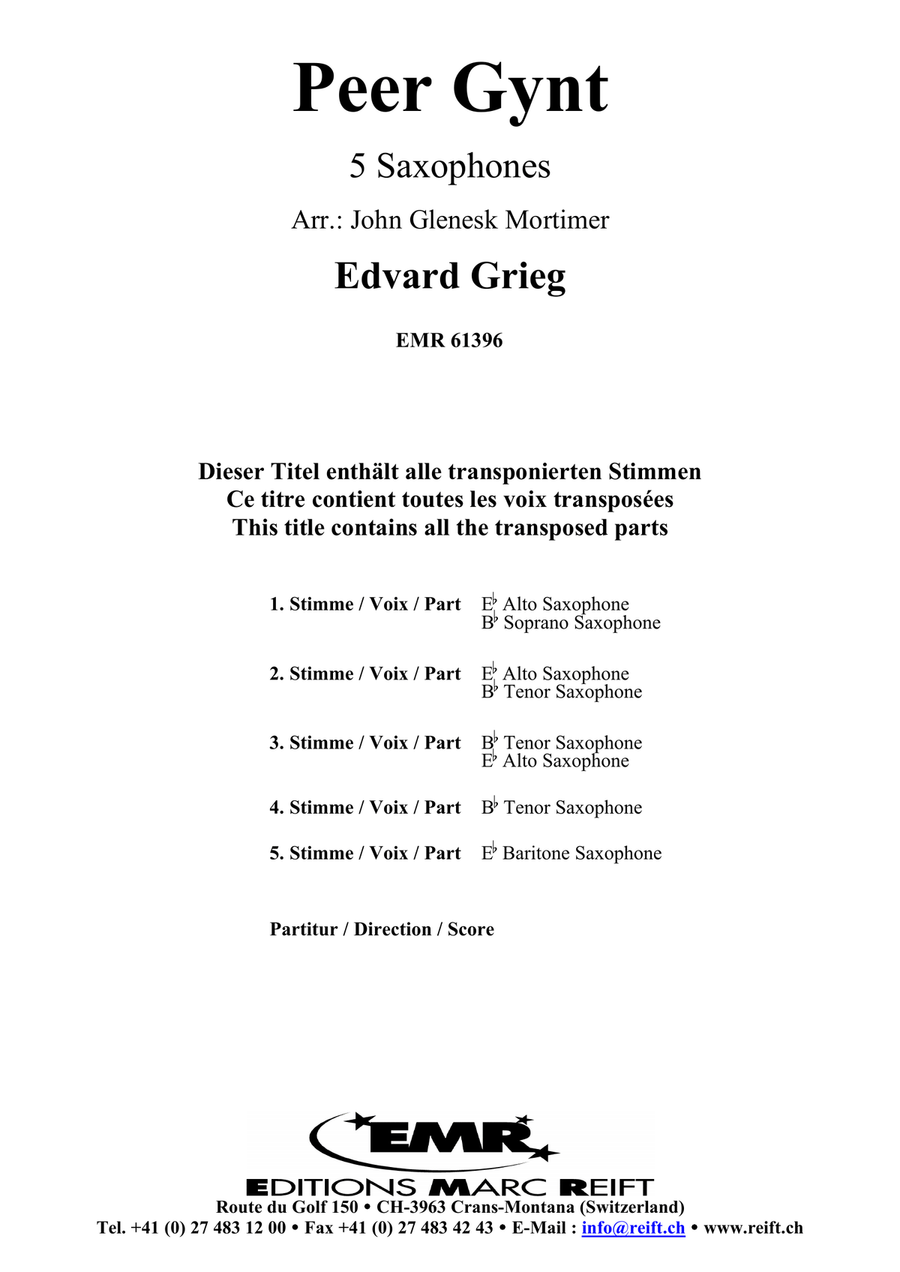Peer Gynt Peer Gynt Saxophone Quintet scores gallery preview page 2