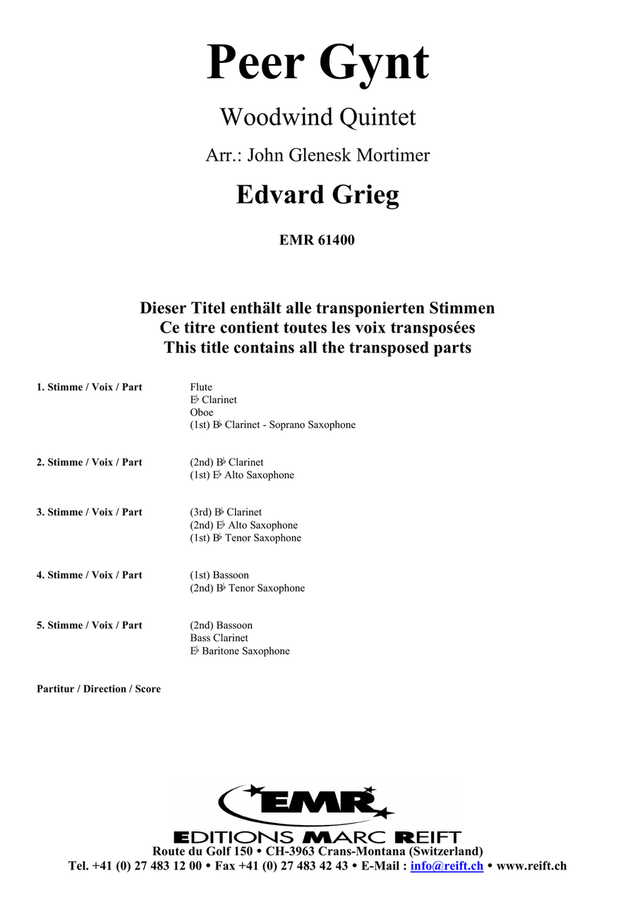 Peer Gynt Peer Gynt Woodwind Quintet scores gallery preview page 2
